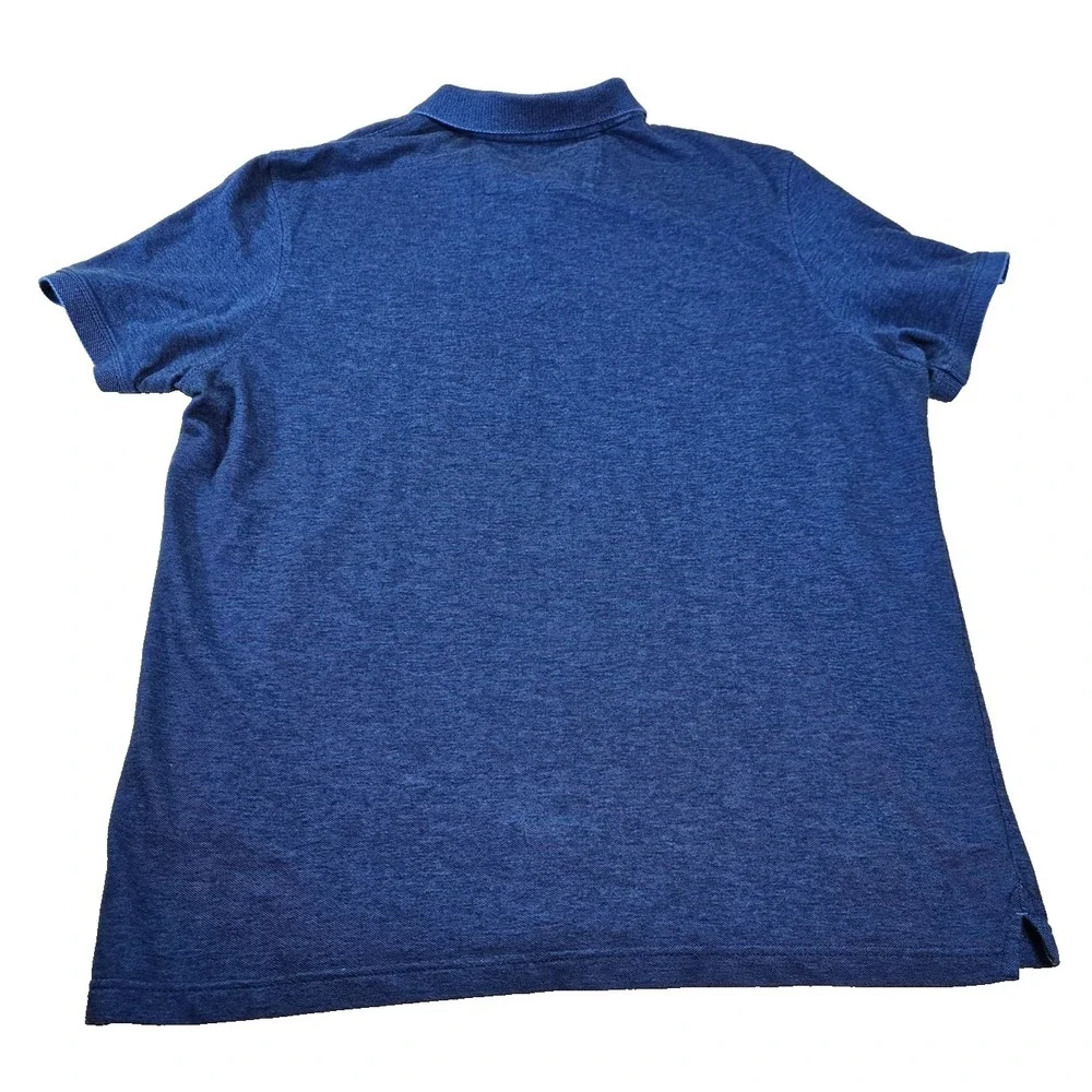 Banana Republic Organic Cotton Pique Polo Mens XL Blue Heather Elephant Logo SS